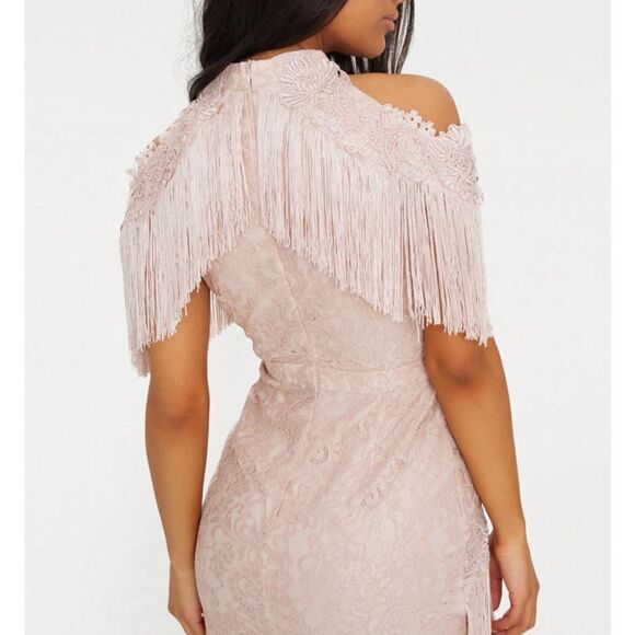 PLT, fringe lace dusty pink mini party dress US4 new with tags - Picture 3 of 7
